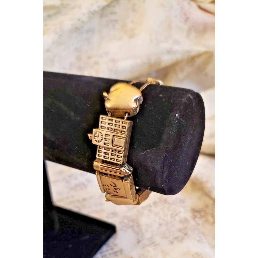 Whimsy, Classy Back to School Metal Charm Bracelet Apples, Schools, Pencils 7"